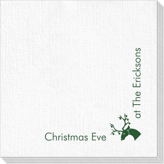 Corner Text with Christmas Reindeer Design Deville Napkins
